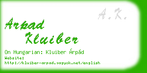 arpad kluiber business card